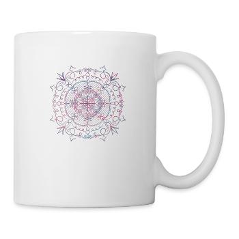 Bunte Blumen & Herzen Mandala - Tasse - Weiß - Rechts