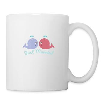 Fisch Zwei Wale haben gerade geheiratet Geschenk - Tasse - Weiß - Rechts