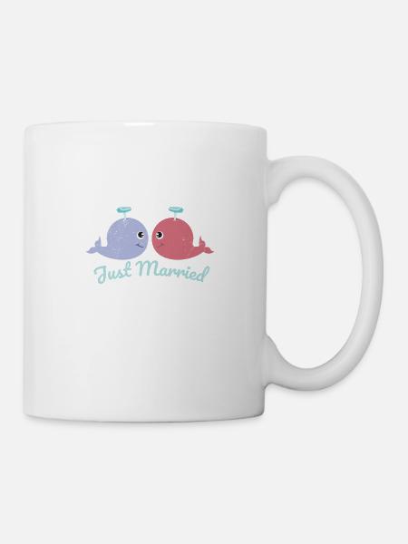 Poisson Deux baleines viennent de se marier cadeau - Mug blanc - blanc