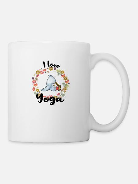 I love Yoga Hühner Küken Bauer Landwirt Huhn - Tasse - Weiß