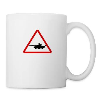 Road sign tanks attention vehicle military - Mug - white - Right