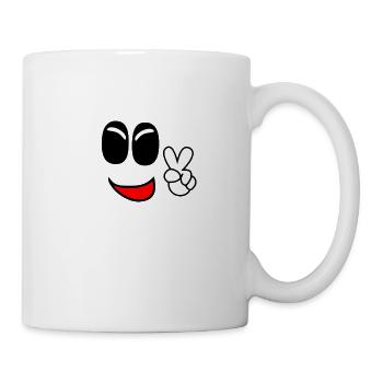 Gesicht lustig Peace Smile Smiley - Tasse - Weiß - Rechts