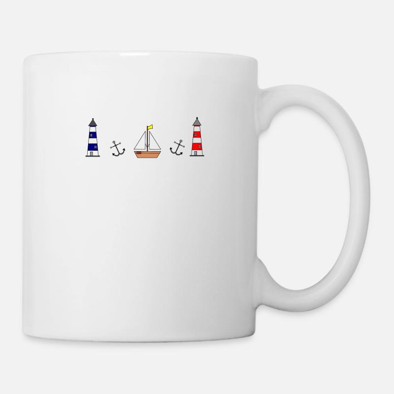 Maritim Leuchtturm Segelboot Anker - Tasse - Weiß