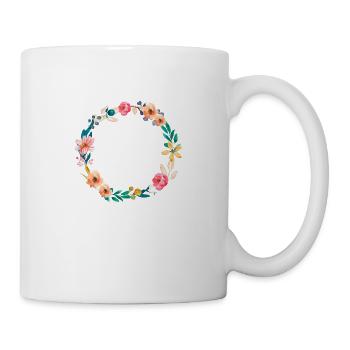 Schöner Blumenkranz- personalisierbar - Tasse - Weiß - Rechts