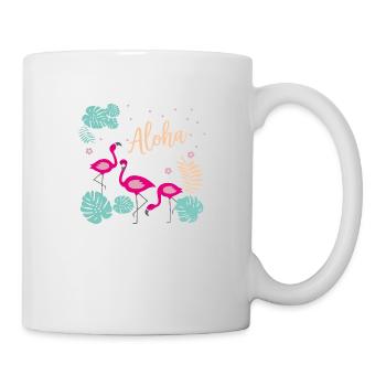 Flamants roses - Aloha - Mug blanc - blanc - Droite