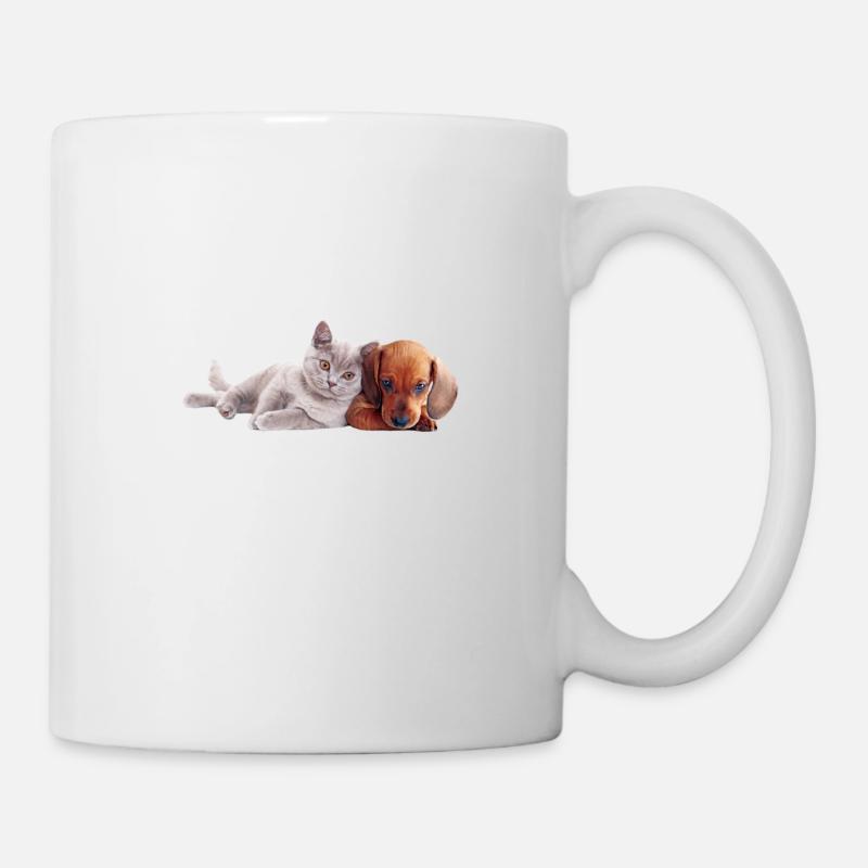 Amour chien et chat câlin - Mug blanc - blanc