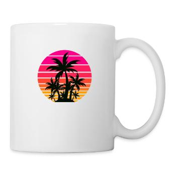 Tropisches Design des Sonnenuntergangs der 80er Jahre - Tasse - Weiß - Rechts