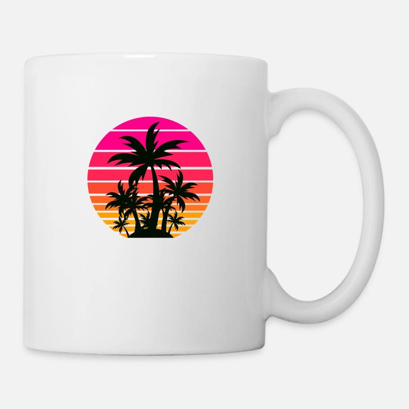 Design classique au coucher du soleil tropical des années 80 - Mug blanc - blanc