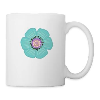 Light blue flower turquoise jungle flowers - Mug - white - Right
