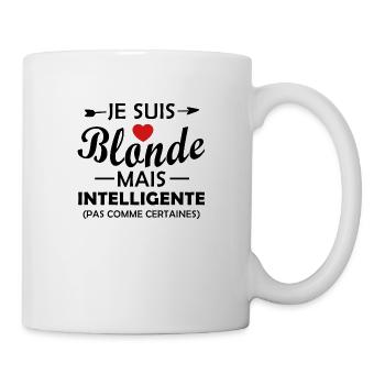 je suis blonde mais intelligente - Mug blanc - blanc - Droite