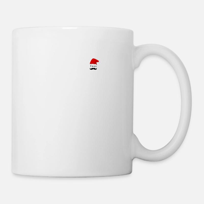 Xmas, moustache, chapeau de noël - Mug blanc - blanc