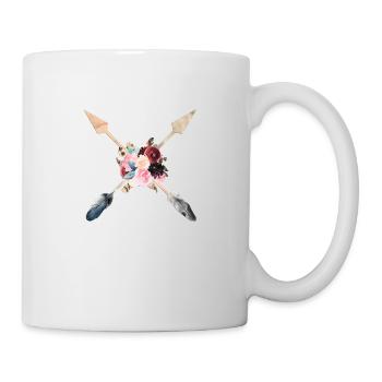 Boho Pfeile Federn Blumen personalisierbar - Tasse - Weiß - Rechts