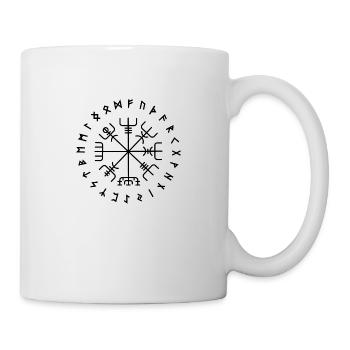 Vegvisir in the rune circle - Mug - white - Right