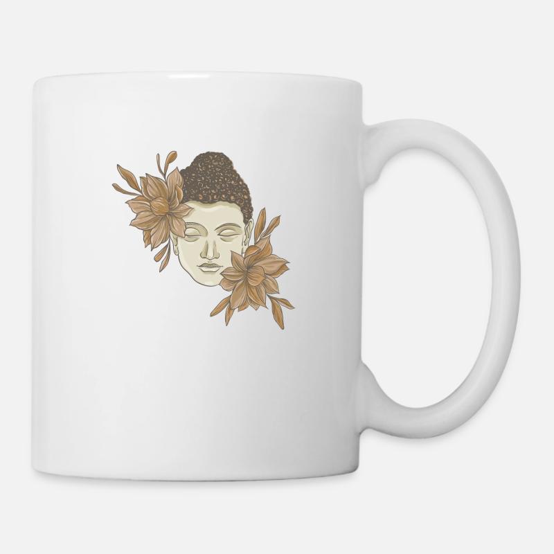 Bouddha avec des fleurs - Mug blanc - blanc