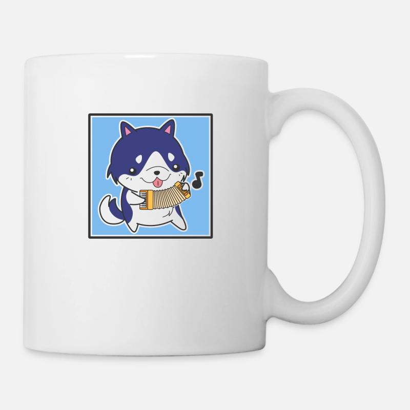 Dog with accordion - Mug - white