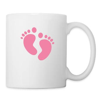 Footprint baby pink gift pregnant birth - Mug - white - Right