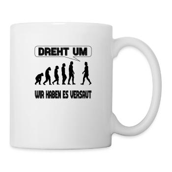 Evolution - Wir haben es versaut - Tasse - Weiß - Rechts