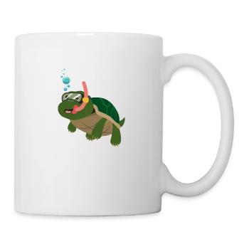 Schildkröte Schnorcheln Schwimmen Geschenkidee - Tasse - Weiß - Rechts