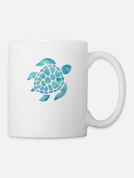 Meeresschildkröte Aquarellblau - Tasse - Weiß