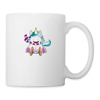 Einhorn auf Schlitten Weihnachten - Tasse - Weiß - Rechts