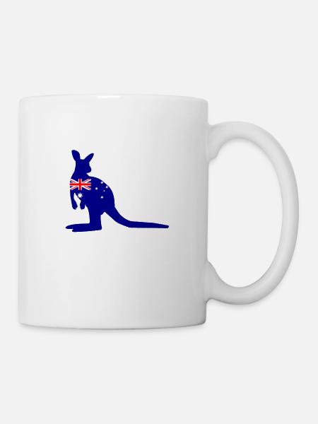 Känguru australische Flagge - Tasse - Weiß