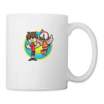 Flamingo und Kinderkarikatur - Tasse - Weiß - Rechts