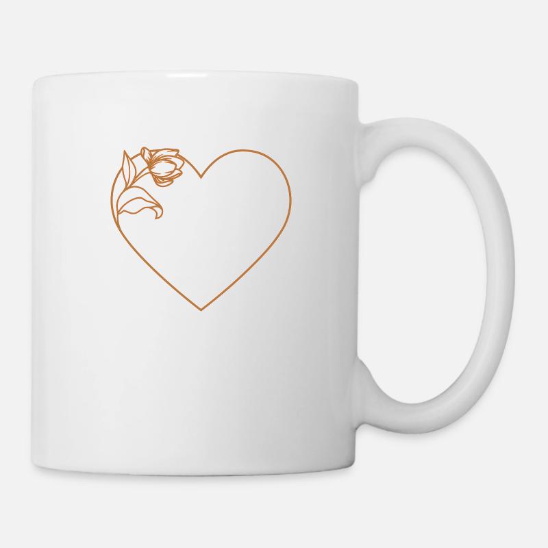 Coeur avec fleur - Mug blanc - blanc
