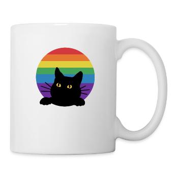 Regenbogen Katze - Tasse - Weiß - Rechts