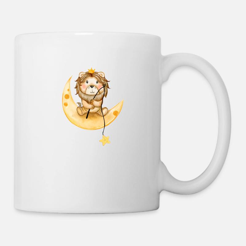 Löwe auf dem Mond - Tasse - Weiß