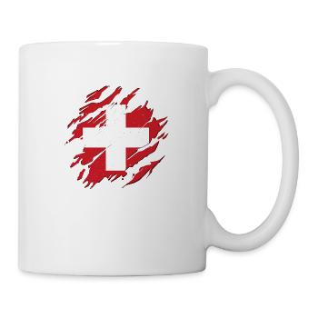 Schweiz Flagge Risse Kratzer Kratzspuren CH - Tasse - Weiß - Rechts
