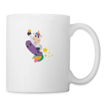 Einhorn Skateboarden Magie Sterne Kindergeschenk - Tasse - Weiß - Rechts