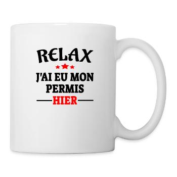 Relax - J'ai eu mon permis hier (Black & Red) - Mug blanc - blanc - Droite