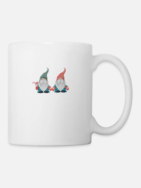 Cute christmas gnome xmas motif with snow - Mug - white