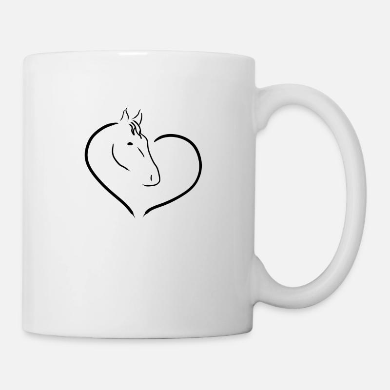 Pferd, Herz, Pferdeliebe Geschenkidee, Pferdekopf - Tasse - Weiß