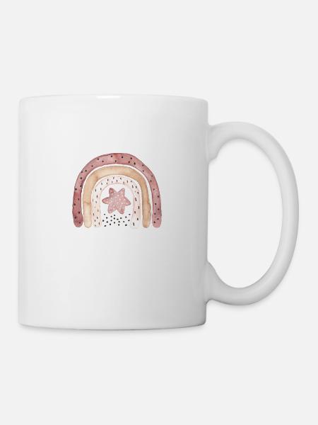 Regenbogen Boho Kaffeebraun - Tasse - Weiß