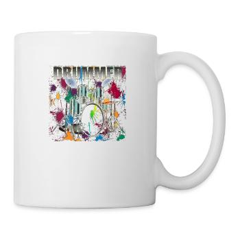 Drummer Art Design Texte argenté - Mug blanc - blanc - Droite