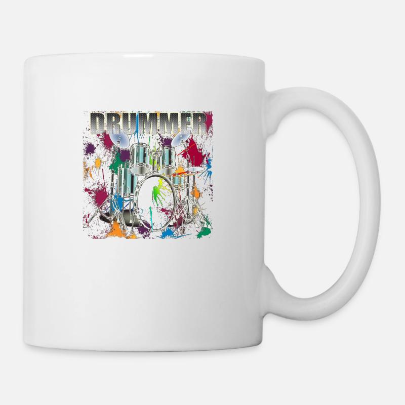 Drummer Art Design Silver Text - Tasse - Weiß