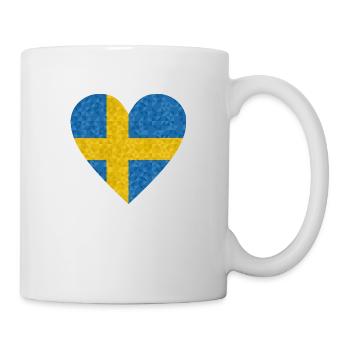 Suède drapeau coeur polygone scandinavie accueil - Mug blanc - blanc - Droite