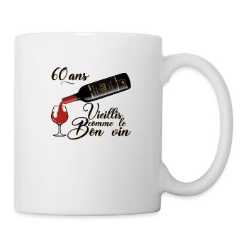 60 ans anniversaire vieillis bon vin humour alcool - Mug blanc - blanc - Droite