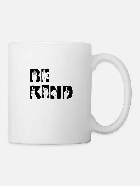 BE KIND - Lormen Langue des signes - Mug blanc - blanc