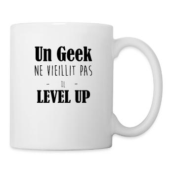 un geek ne vieillit pas il level up, humour - Mug blanc - blanc - Droite