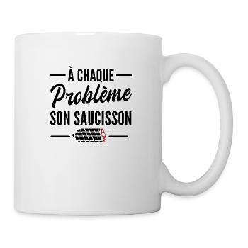 à chaque problème son saucisson - cadeau humour - Mug blanc - blanc - Droite