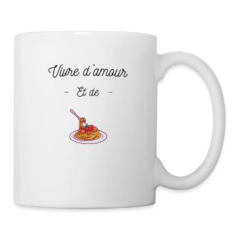 vivre d'amour et de pâte, citation humour - Mug blanc - blanc - Droite