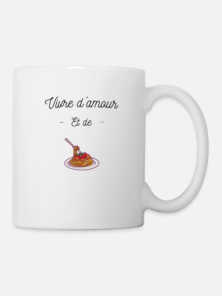 vivre d'amour et de pâte, citation humour - Mug blanc - blanc
