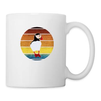 Papageientaucher, Puffin, Coucher de soleil, vintage - Mug blanc - blanc - Droite