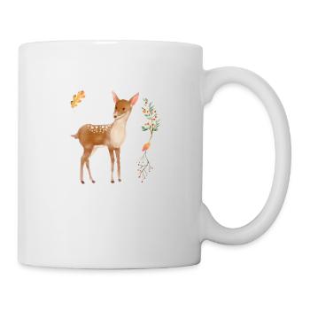 Woodland Animal Baby Deer Blumen Baumschule - Tasse - Weiß - Rechts