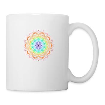Regenbogen-Mandala - Tasse - Weiß - Rechts