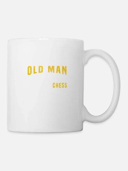 vieil homme jouant aux échecs - Mug blanc - blanc