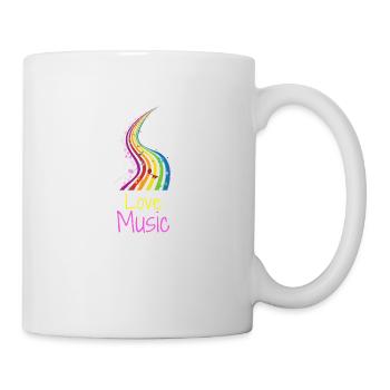 Liebe Musik Geschenkidee Spaß niedlich bunt - Tasse - Weiß - Rechts