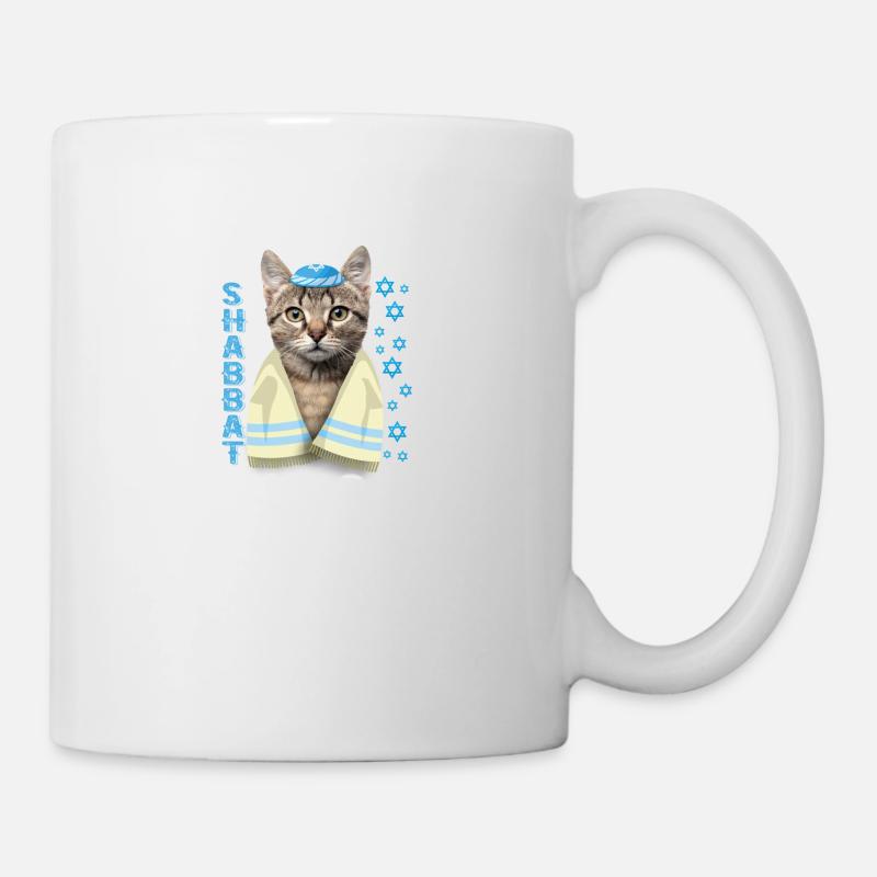 Drôle de chat juif juif Shalom Se avec K - Mug blanc - blanc